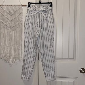 Forever 21 Women’s Striped Paper Bag Pants
